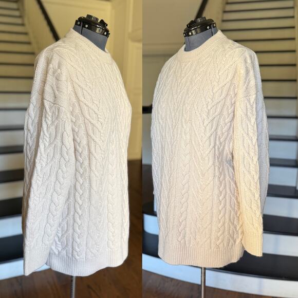 SOLD---ARITZIA The Group Cable Knit Wool Sweater Scandi Minimalist Old Money - Picture 6 of 10